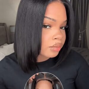 Klaiyi Light Yaki Straight Glueless Bob Wig, 13x4 & 7x5 Human Hair Lace Wig