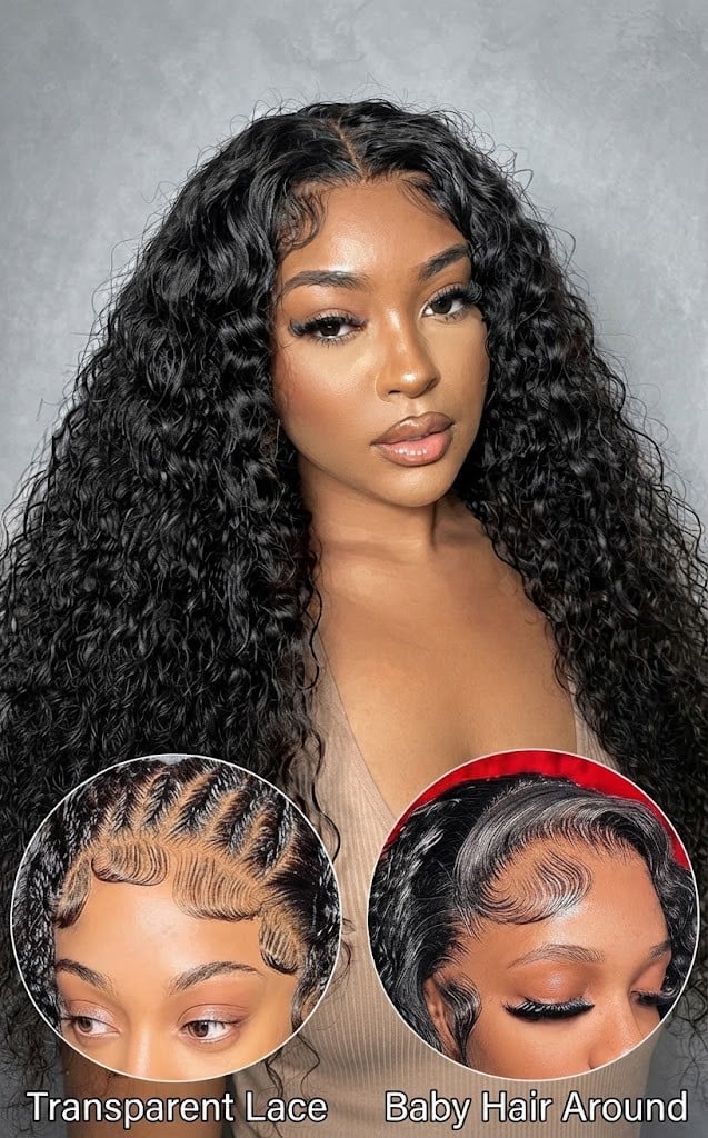 Zlike Water Wave Wig Transparent Lace Wig 100% Human Hair Wigs Natural Hairline