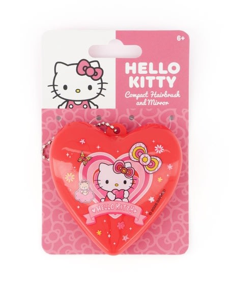 Hello Kitty Travel Foldable Hair Brush And Mirror, Red Red size One Size
