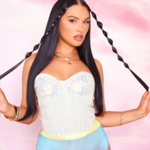 PrettyLittleThing Women's Lullabellz 22" Face Framing Booster Clip In Hair Extensions Raven One Size