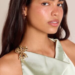 PrettyLittleThing Women's Gold Foil Abstract Flower Broach One Size