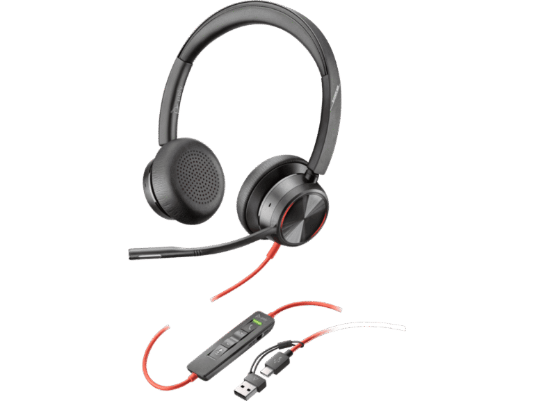 Poly Blackwire 8225 Stereo USB-C Headset +USB-C/A Adapter