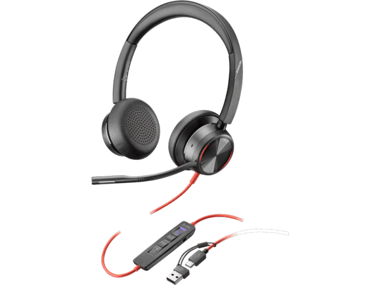 Poly Blackwire 8225 Stereo Microsoft Teams Certified USB-C Headset +USB-C/A Adapter