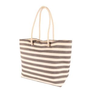 Nicola Spring Large Striped Canvas Tote Beach Bag-Pebble