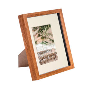 Nicola Spring 8" x 10" Dark Wood 3D Box Photo Frame with 4" x 6" Mount-Ivory Mount