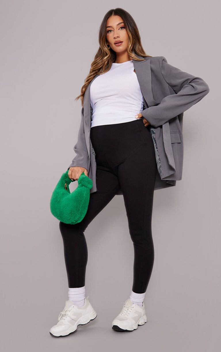 PrettyLittleThing Women's Maternity Basic Black Jersey Leggings 6