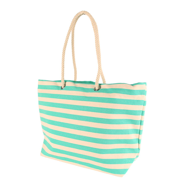 Nicola Spring Large Striped Canvas Tote Beach Bag-Seafoam