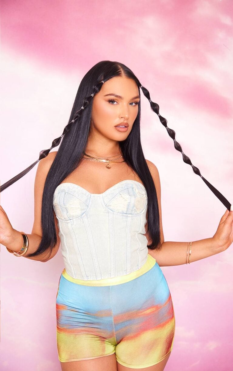 PrettyLittleThing Lullabellz 22" Face Framing Booster Clip In Hair Extensions Raven One Size